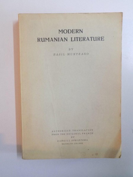 MODERN RUMANIAN LITERATURE by BASIL MUNTEANO  1939