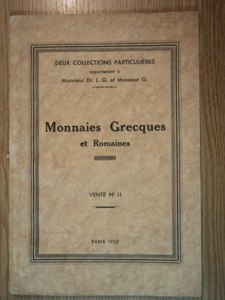 MONNAIES GRECQUES ET ROMAINES, VENTE AUX ENCHERES PUBLIQUES, PARI 1935