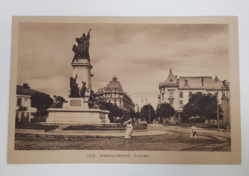 MONUMENTUL LUI BRATIANU , BUCURESTI , CARTE POSTALA ILUSTRATA , INCEPUTUL SECOLULUI XX