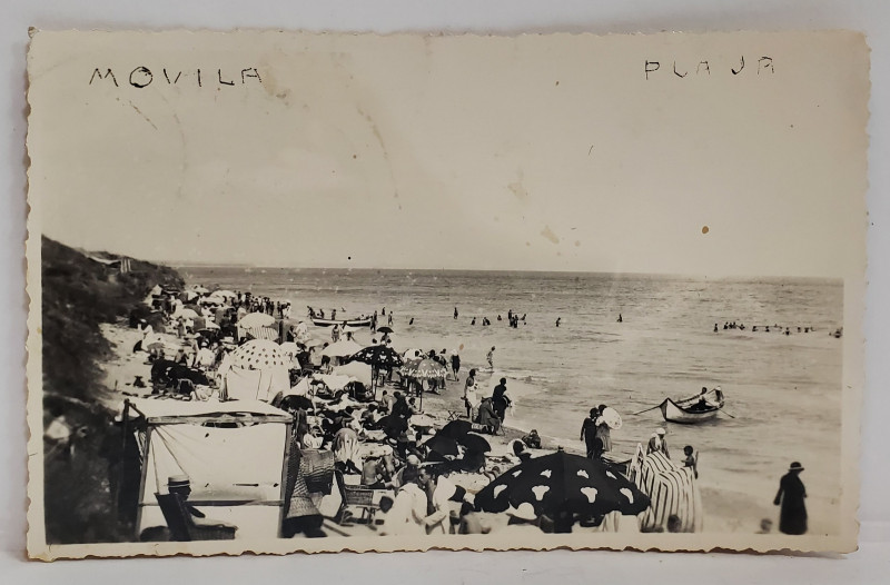 MOVILA , PLAJA , FOTOGRAFIE TIP CARTE POSTALA , 1933