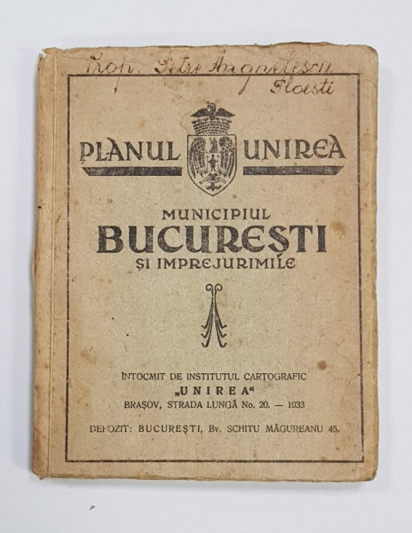 MUNICIPIUL BUCURESTI SI IMPREJURIMILE, PLANUL UNIREA, 1933