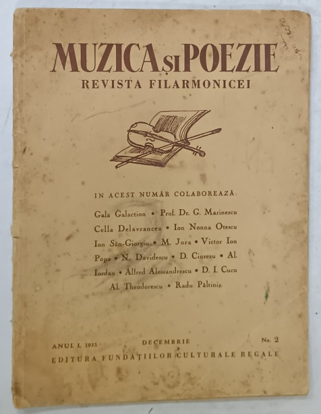 MUZICA SI POEZIE , REVISTA FILARMONICEI , ANUL I , NR. 2 , 1935