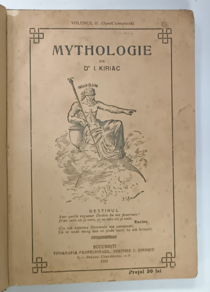 MYTHOLOGIE de Dr. I . KIRIAC , 1921