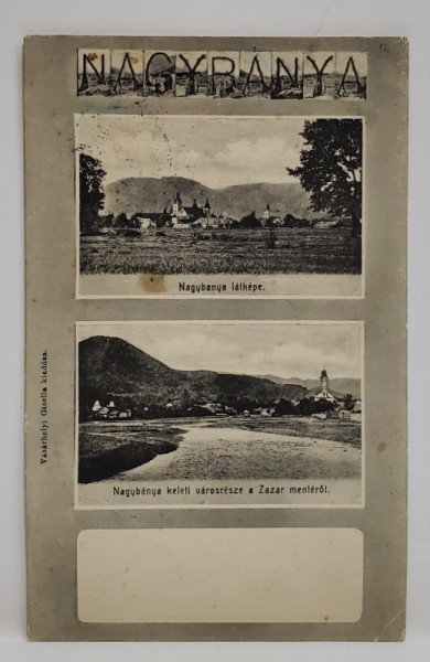 NAGYBANYA - BAIA MARE , FOTOMONTAJ CU DOUA IMAGINI DE ANSAMBLU DIN ORAS , CARTE POSTALA , 1912