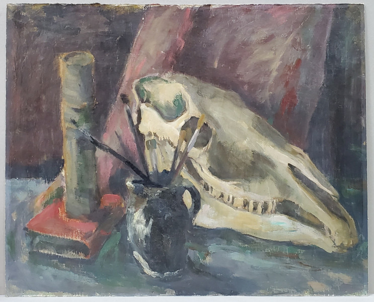Natura moarta cu craniu si pensula - Nesemnat