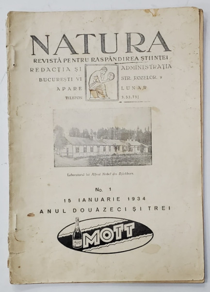 NATURA , REVISTA PENTRU RASPANDIREA STIINTELOR , Nr. 1 , 1934