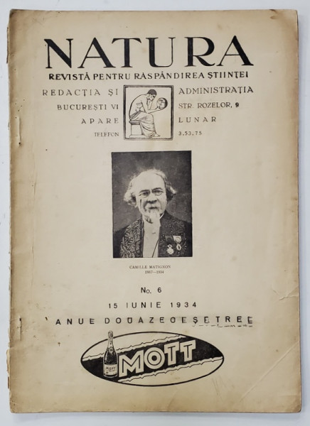 NATURA , REVISTA PENTRU RASPANDIREA STIINTELOR  , NR. 6 , 1934