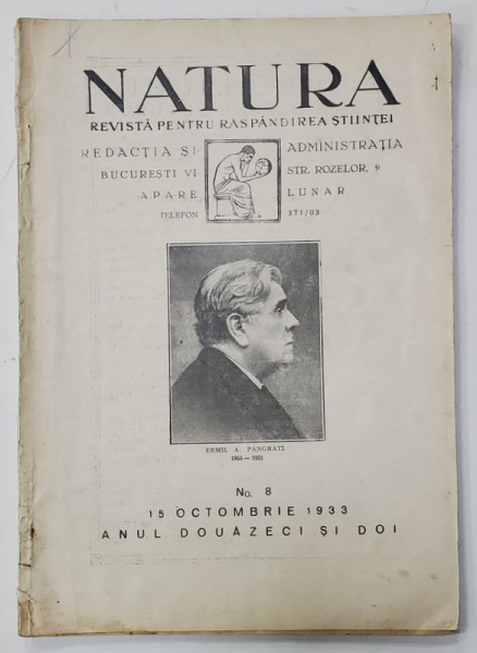 NATURA , REVISTA PENTRU RASPANDIREA STIINTELOR , Nr. 8 , 1933