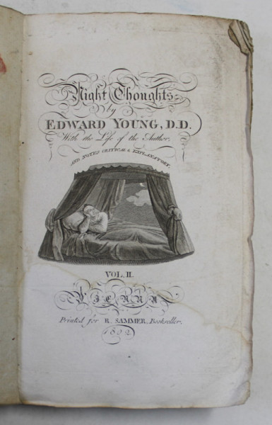 NIGHT THOUGHTS by EDWARD YOUNG , D.D.  IN TWO VOLUMES , VOLUME THE SECOND , 1802 , PREZINTA URME DE UZURA