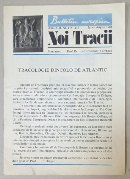 NOI TRACII , REVISTA FONDATA DE JOSIF CONSTANTIN DRAGAN , NR.116-117 , 1984