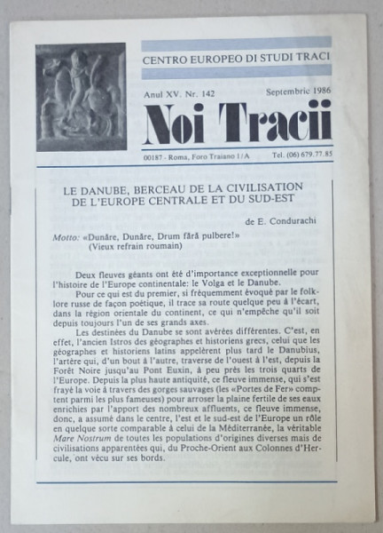 NOI TRACII , REVISTA FONDATA DE JOSIF CONSTANTIN DRAGAN , NR.142 , 1986