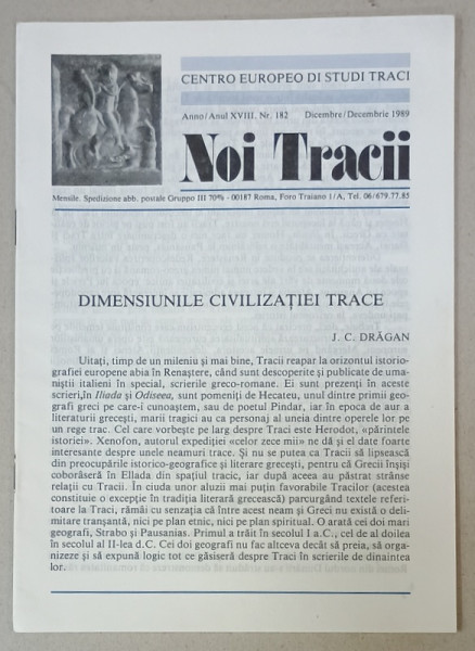 NOI TRACII , REVISTA FONDATA DE JOSIF CONSTANTIN DRAGAN , NR.182, 1989