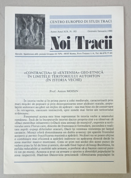 NOI TRACII , REVISTA FONDATA DE JOSIF CONSTANTIN DRAGAN , NR..183 , 1990