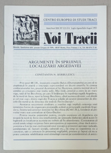 NOI TRACII , REVISTA FONDATA DE JOSIF CONSTANTIN DRAGAN , NR.213 - 214, 1992