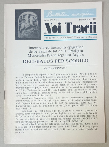 NOI TRACII , REVISTA FONDATA DE JOSIF CONSTANTIN DRAGAN , NR.51 , 1978