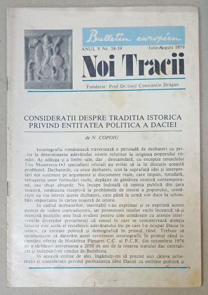 NOI TRACII , REVISTA FONDATA DE JOSIF CONSTANTIN DRAGAN , NR.58-59 , 1979