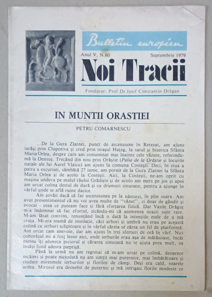 NOI TRACII , REVISTA FONDATA DE JOSIF CONSTANTIN DRAGAN , NR.60 , 1979