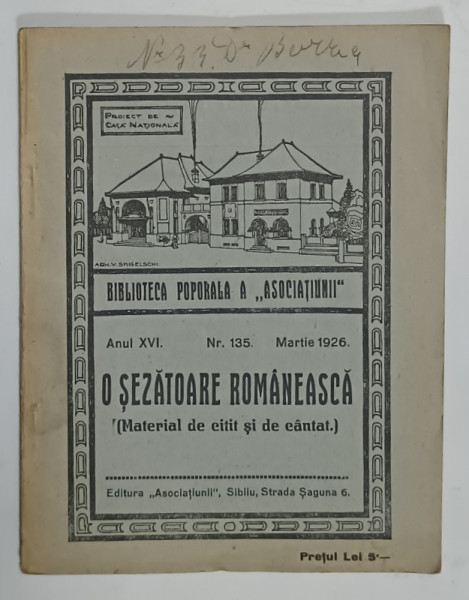 O SEZATOARE ROMANEASCA (  MATERIAL DE CITIT SI DE CANTAT  ) , 1926
