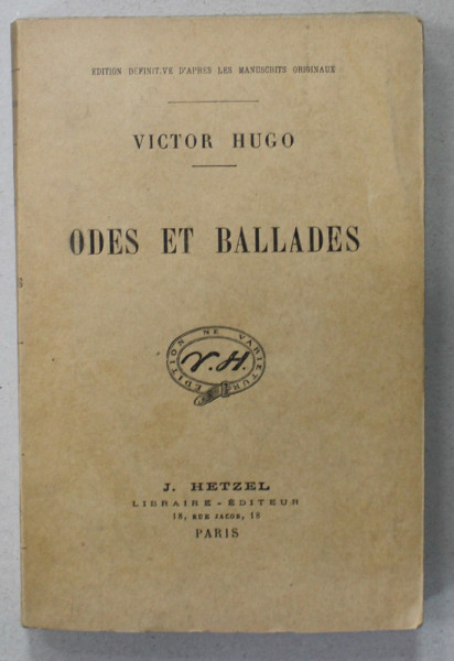 ODES ET BALLADES Par VICTOR HUGO , 1880