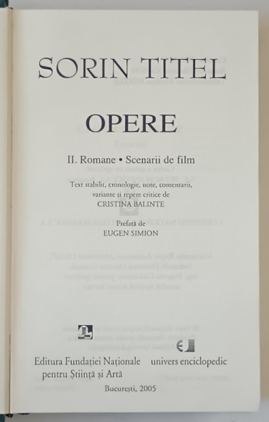 OPERE 2 de SORIN TITEL  2005