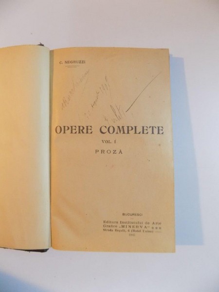 OPERE COMPLETE , VOL. I PROZA de C. NEGRUZZI , 1905