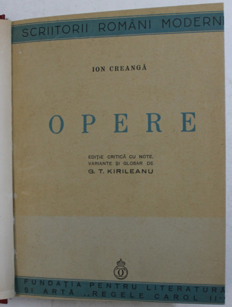 OPERE de ION CREANGA  1939