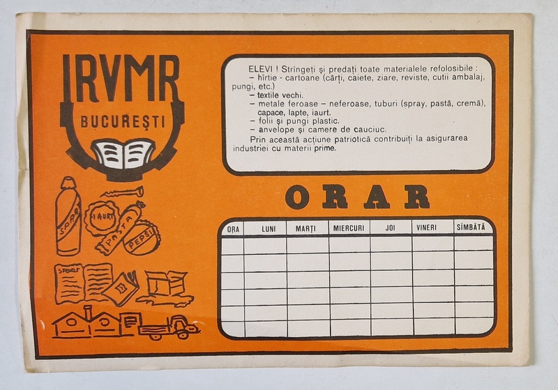 ORAR CU SIGLA FIRMEI IRVMR , ROMANIA , ANII '70 - '80