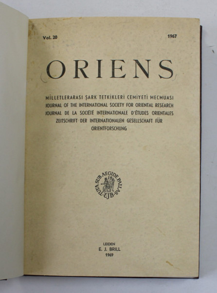 ORIENS , JOURNAL OF THE INTERNATIONAL SOCIETY FOR ORIENTAL RESEARCH , 1969