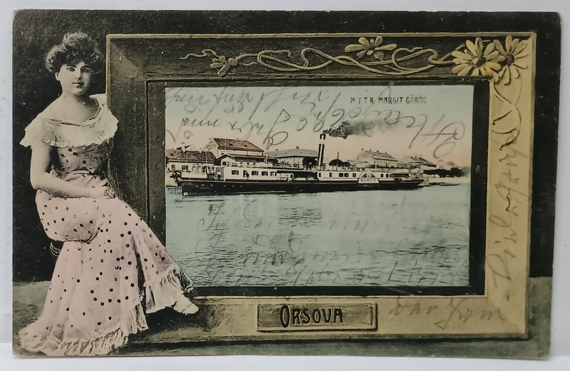 ORSOVA , VASUL ' MARGIT ' PE DUNARE , FOTOMONTAJ , CARTE POSTALA , 1906