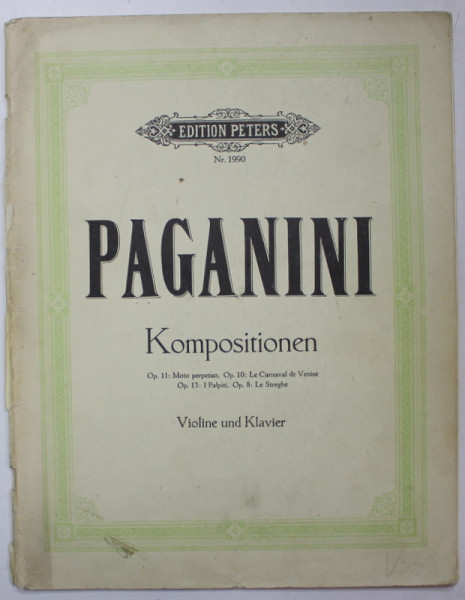 PAGANINI , KOMPOSITIONEN , OP. 11 , OP, 10 , OP. 13 , VIOLINE UND KLAVIER , ANII '80