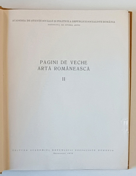 PAGINI DE VECHE ARTA ROMANEASCA , VOL.II * MICI DEFECTE