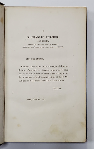 PALAIS DE SCAURUS par F. MAZOIS - PARIS, 1859