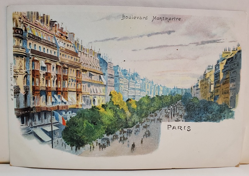 PARIS , BOULEVARD MONTMARTRE , CARTE POSTALA , CROMOLTIOGRAFIE , CLASICA