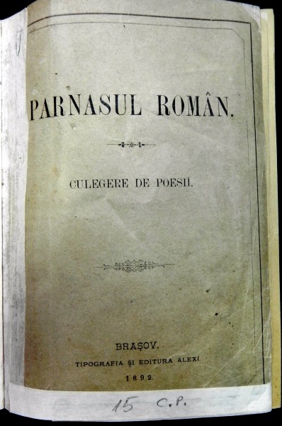 PARNASUL ROMAN -CULEGERE DE POEZII - BRASOV  1892