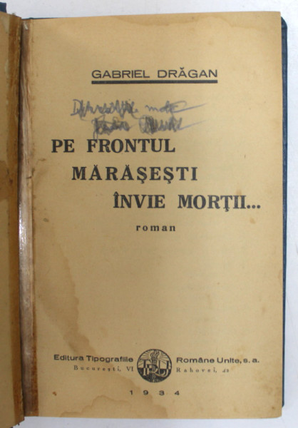 PE FRONTUL MARASESTI INVIE MORTII...1934