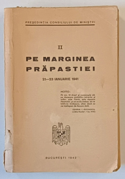 PE MARGINEA PRAPASTIEI  VOL II -BUC.1942 , MIC DEFECT COTOR