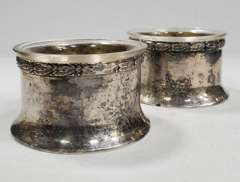 Pereche de solnite din sticla si montura argintata,  Perioada Interbelica