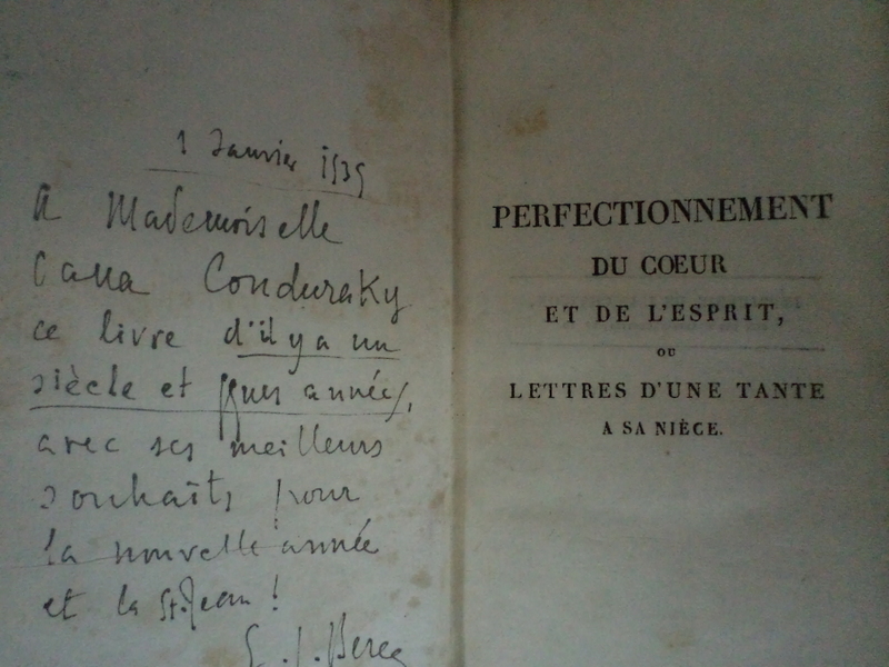 PERFECTIONNEMENT DU COUER ET DE L'ESPRIT OU LETTRES D'UNE TANTE A SA NIECE, PARIS. 1823