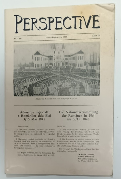 PERSPECTIVE , REVISTA TRIMESTRIALA  A MISIUNII ROMANE UNITE DIN GERMANIA ,  TEXT IN ROMANA SI GERMANA,  NR. 1 , 1980