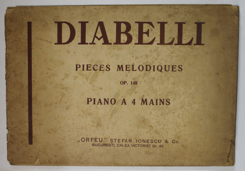 PIECES MELODIQUES OP. 149 , PIANO A 4 MANS par DIABELLI , ANII ' 40 , PREZINTA URME DE UZURA , PARTITURI