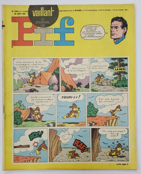 PIF , VAILLANT , REVISTA CU BENZI DESENATE , TEXT IN LIMBA FRANCEZA , No. 1058 , 1965