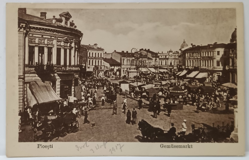 PLOIESTI , PIATA DE LEGUME , CARTE POSTALA , EDITIE INTERBELICA