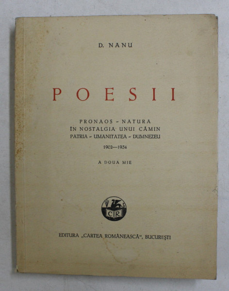 POESII de DUMITRU G. NANU  , 1934