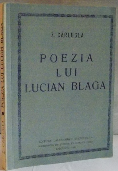 POEZIA LUI LUCIAN BLAGA de Z. CARLUGEA , 1995