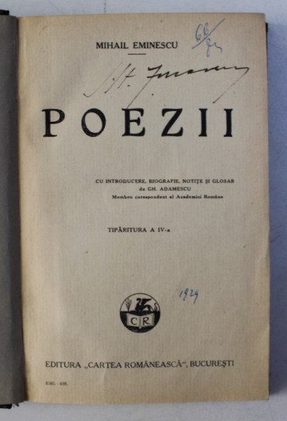 POEZII de MIHAIL EMINESCU  1932
