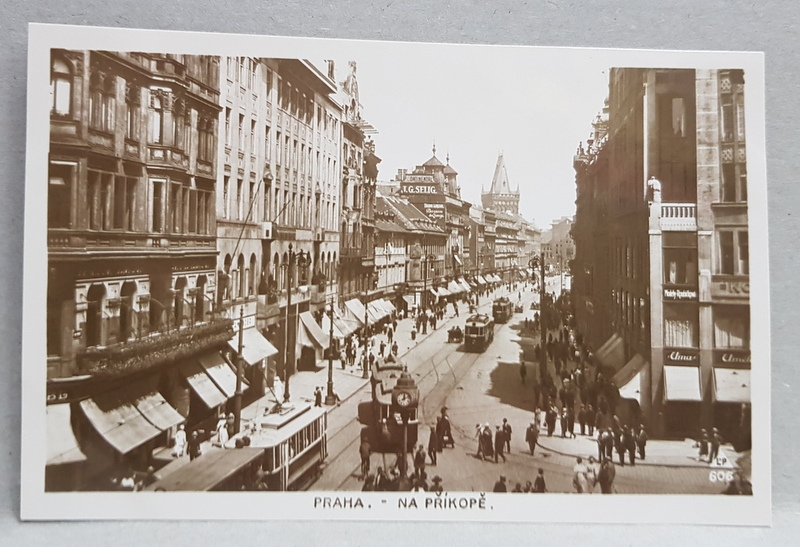 PRAGA , NA PRIKOPE , STRADA DIN CENTRUL ORASULUI , CARTE POSTALA ILUSTRATA , MONOCROMA, NECIRCULATA , DATATA 1924