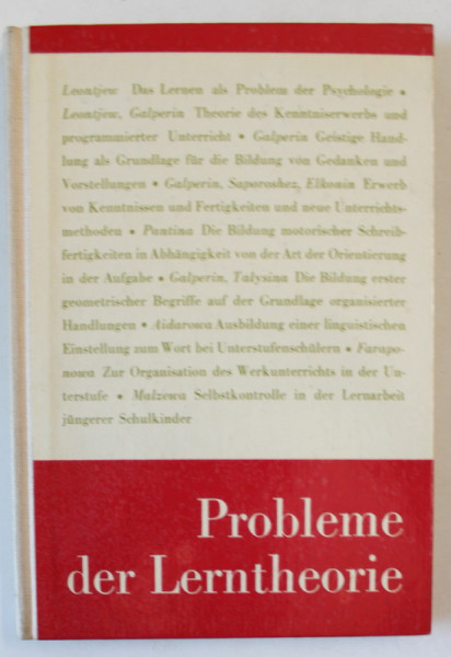 PROBLEME DER LEHRNTHEORIE ( PROBLEME ALE TEORIEI INVATARII ) , TEXT IN LIMBA GERMANA , 1967