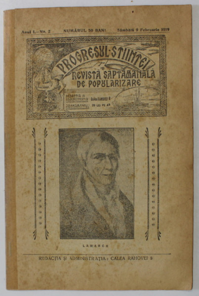 PROGRESUL STIINTEI , REVISTA SAPTAMANALA DE POPULARIZARE , ANUL I , NO. 2 , 1919