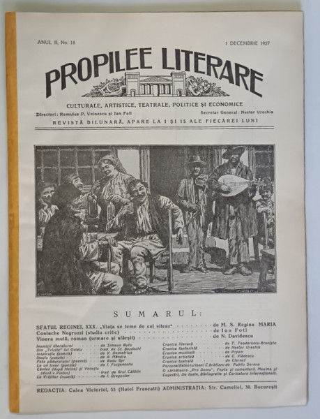PROPILEE LITERARE , CULTURALE , ARTISTICE , TEATRALE , POLITICE SI ECONOMICE , REVISTA BILUNARA , ANUL II , NO. 18 , 1 DECEMBRIE , 1927