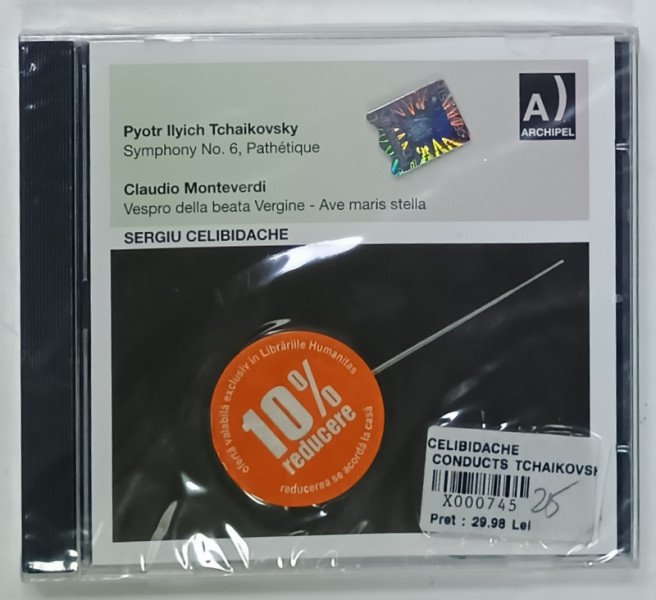 PYOTR ILYICH TCHAIKOVSKY / CLAUDIO MONTEVERDI , ORCHESTRA SINFONICA DI MILANO , dirijor SERGIU CELIBIDACHE , CD AUDIO SIGILAT , 2010